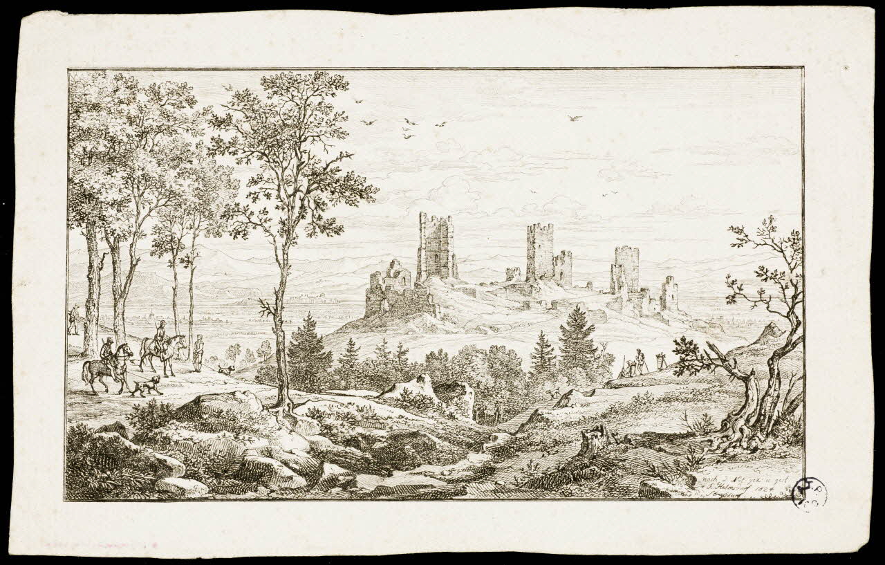 Helmsdorf Johann Friedrich estampe Ruines d'un château fort France 1824 1942.3.40 Photo