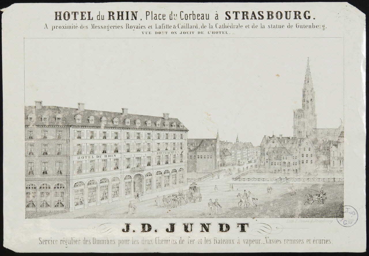 estampe HOTEL du RHIN, Place du Corbeau à STRASBOURG. 1942.3.538 Photo