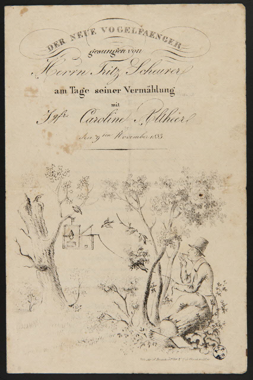 Brucker faire-part de mariage DER NEUE VOGELFAENGER Guebwiller 1833 1942.3.54 Photo