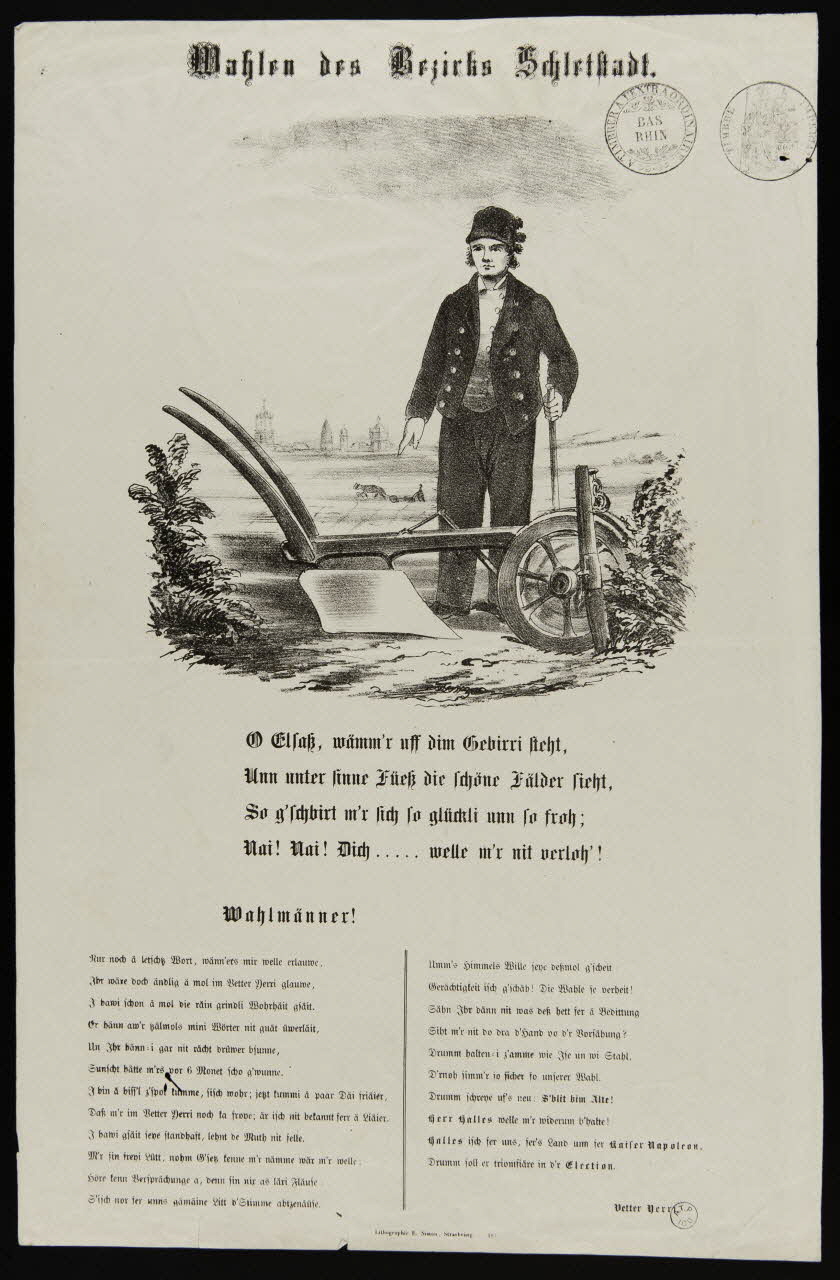 Simon E. affiche Wahlen des Bezirks Schlettstadt Alsace, France 1852-1870 1942.3.55 Photo