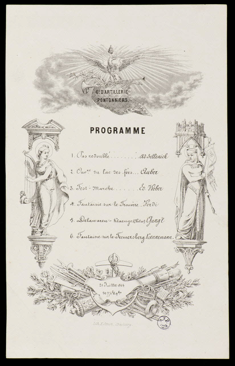Simon E. estampe Programme d'une soirée du 6e d'artillerie Alsace, France 1864 1942.3.59 Photo