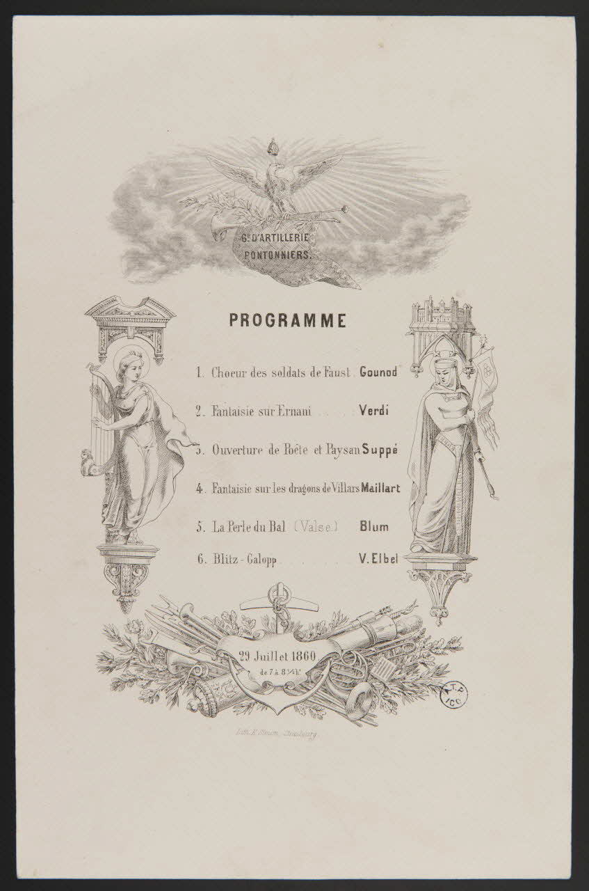 estampe 6e. D'ARTILLERIE  PONTONNIERS.  PROGRAMME 1942.3.60 Photo