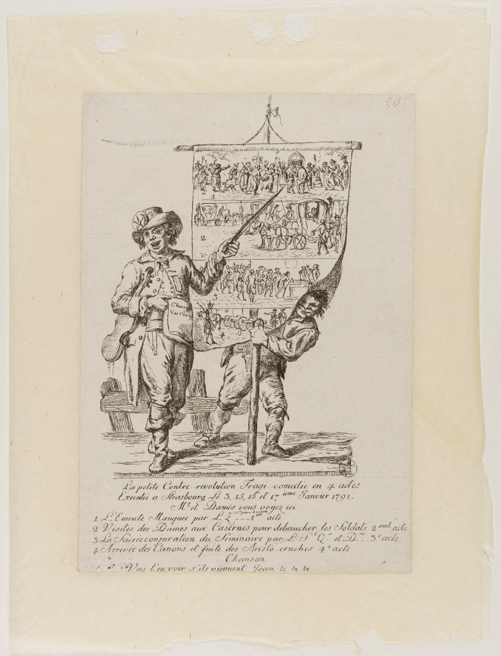 imagerie ancienne La petite Contre révolution Tragi-comedie en 4 actes  Executée à Strasbourg Le 3, 15, 16 et 17ème Janvier 1791. France 1791 1942.3.65 Photo