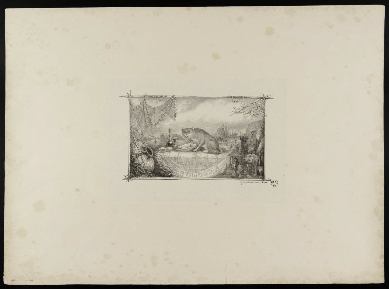 affiche publicitaire CHEZ FUCHS  forêt de la Robertsau 1942.3.69 Photo