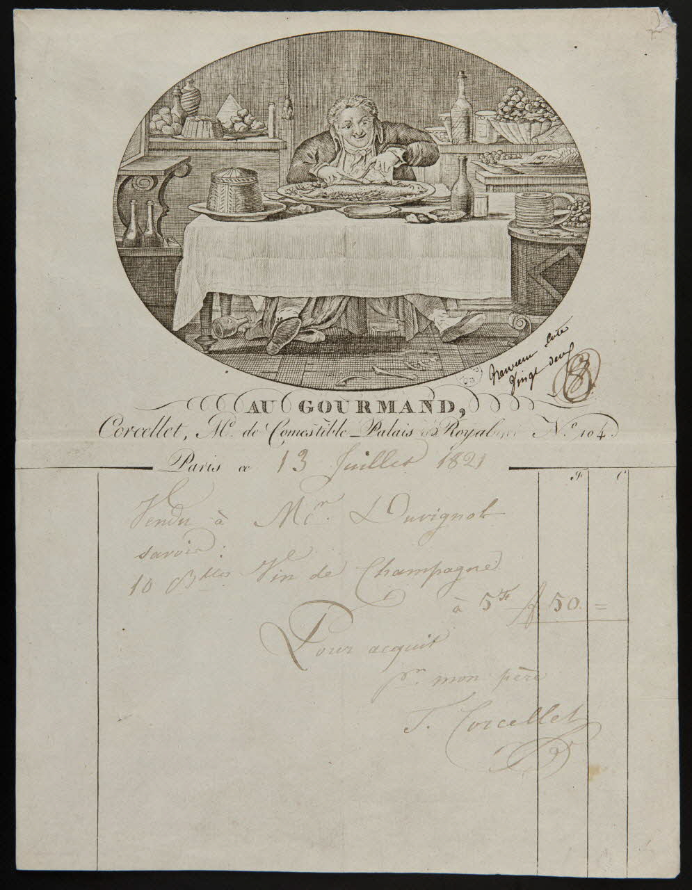 facture AU GOURMAND Paris 1821 1942.3.72 Photo