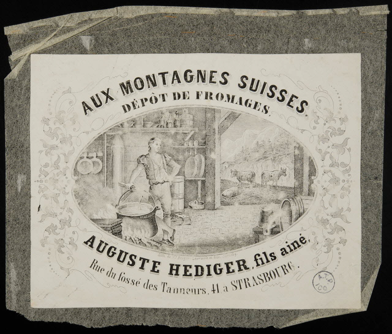 papier de commerce AUX MONTAGNES SUISSES.  DEPÔT DE FROMAGES, 1942.3.75 Photo