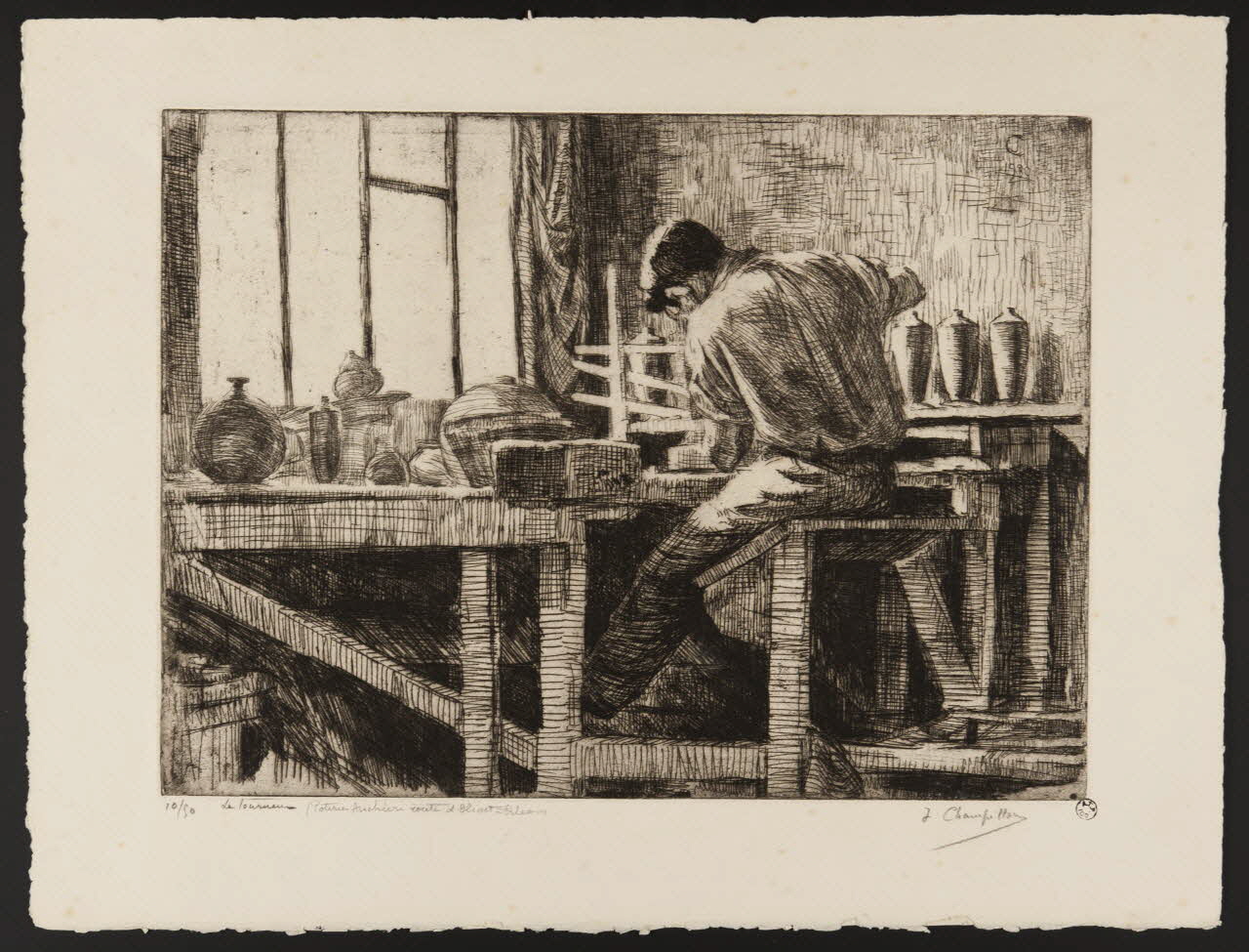 estampe Le Tourneur / poterie Auchier route d'Olivet Orléans 1942.7.9 Photo