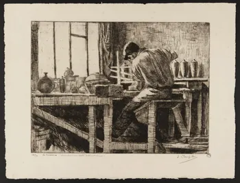 estampe Le Tourneur / poterie Auchier route d'Olivet Orléans 1942.7.9 Photo