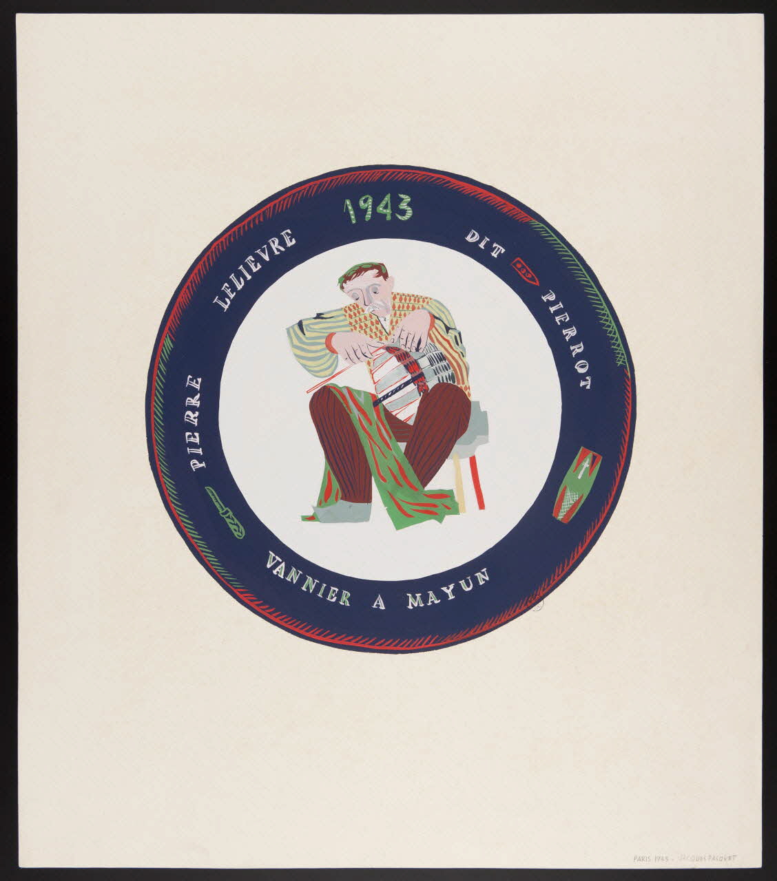 Jacques Pasquet dessin Assiette, vannier à Mayun 1943 1943.10.3 Photo