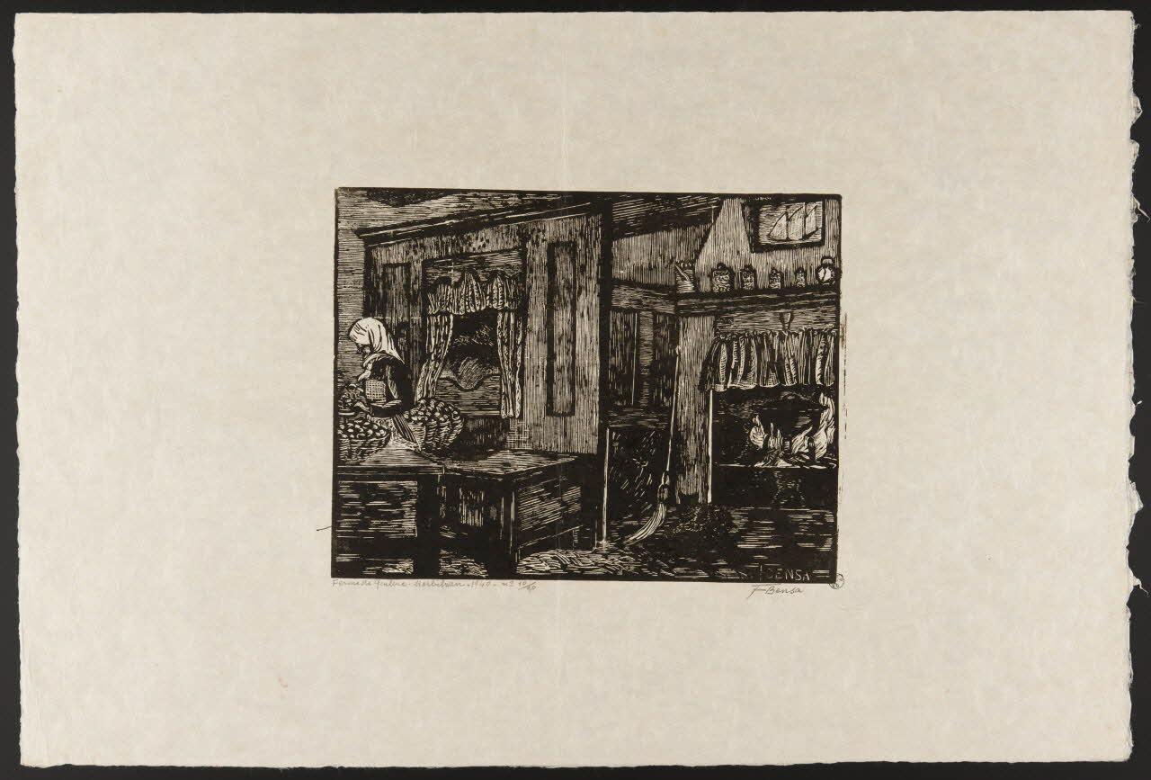 Francine Cappatti-Bensa estampe Ferme de Quilvic, Morbihan 1940 1943.12.1 Photo