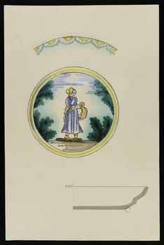 Jacques Pasquet dessin Décor d'assiette 1943 1943.14.1  Photo
