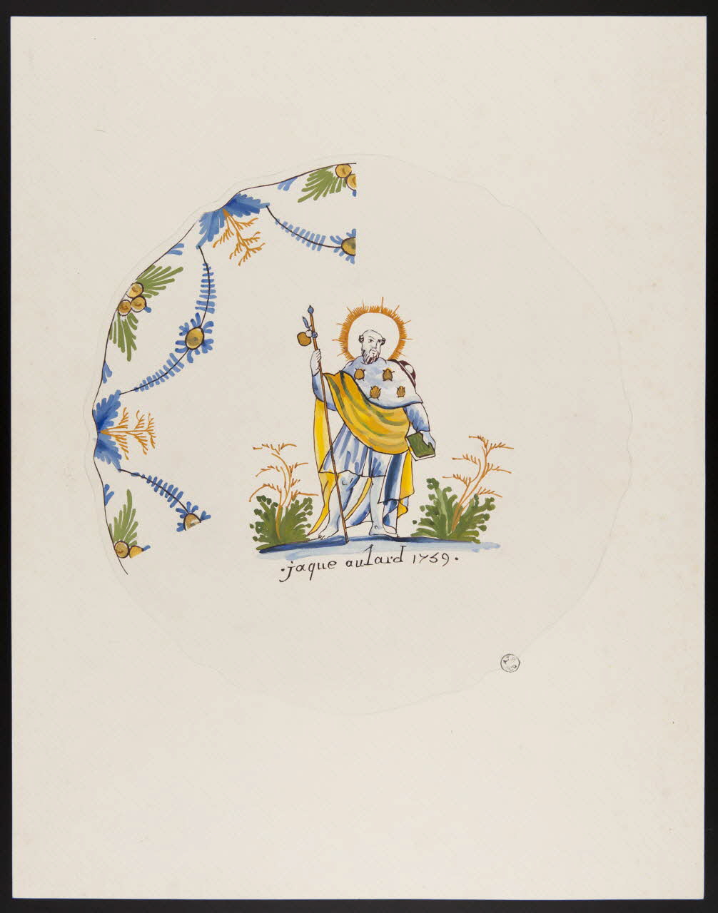 Jacques Pasquet dessin Décor d'assiette, jaque aulard 1759 1943 1943.14.4 Photo