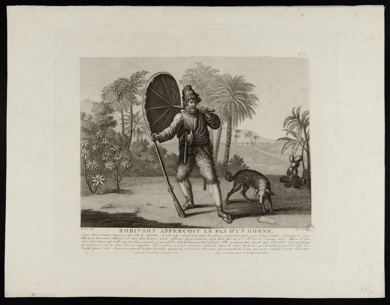 estampe ROBINSON APPERCOIT LE PAS D'UN HOMME. 1943.16.10 Photo