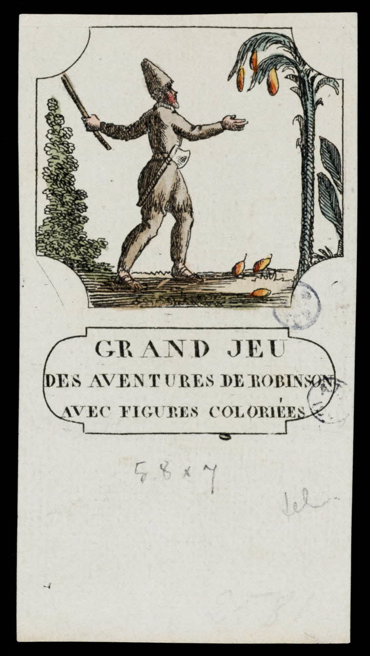 jeu GRAND JEU  DES AVENTURES DE ROBINSON  AVEC FIGURES COLORIEES 1805-1815 1943.16.174 Photo