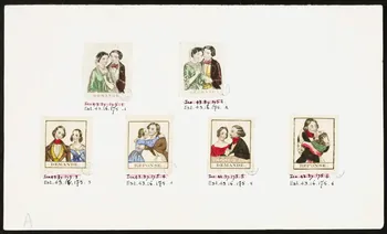 Henri De Linarès ensemble Six vignettes coloriées, demande et réponse 1845-1855 1943.16.175.1/6 Photo