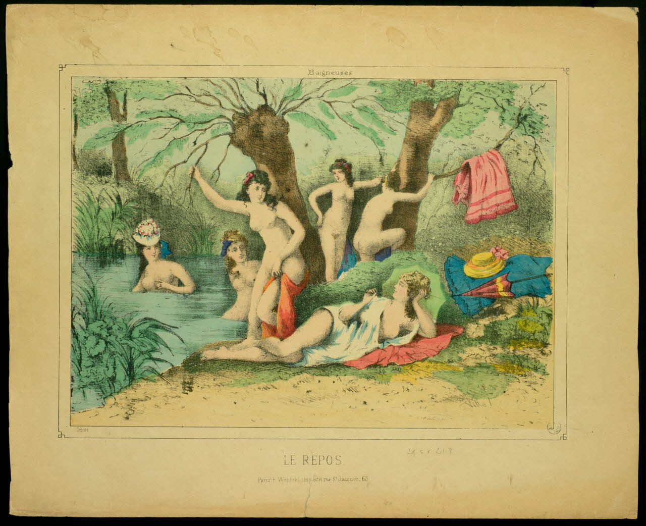 François Wentzel estampe Baigneuses  LE REPOS. Paris 1854-1864 1943.16.247 Photo