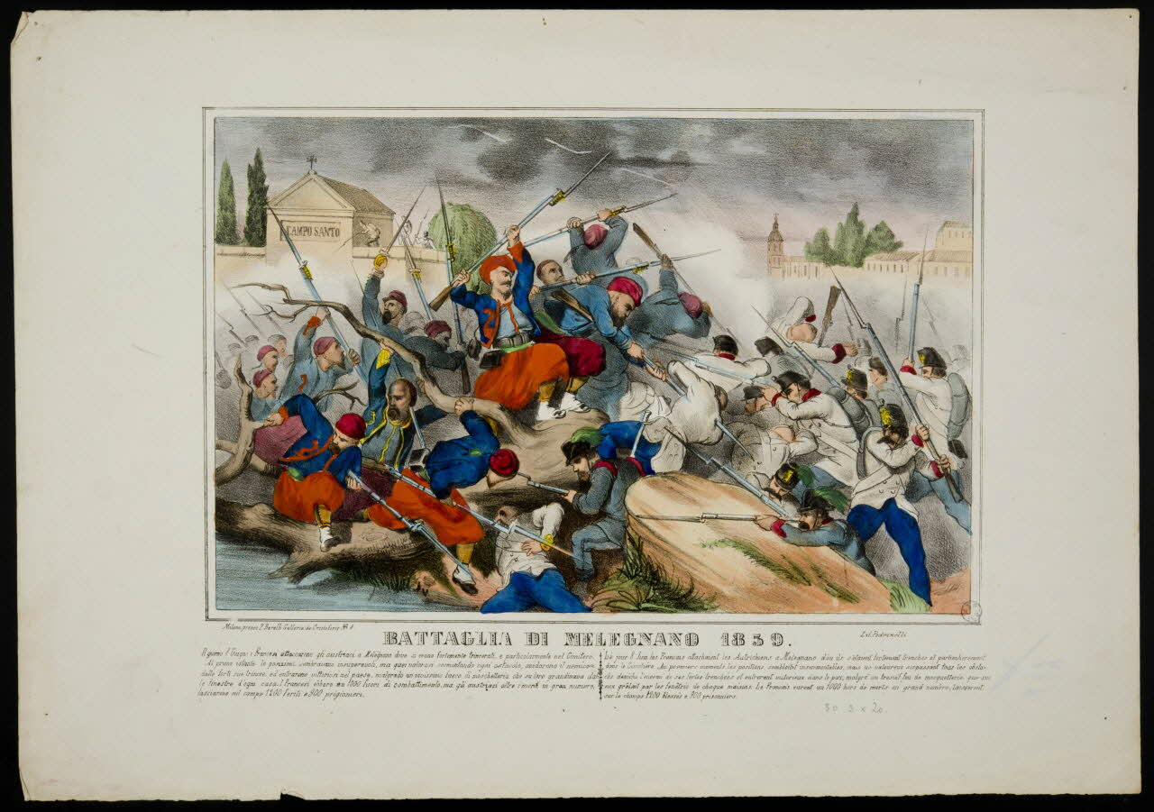 Pedrinelli ; Barelli estampe BATTAGLIA DI MELEGNANO 1839. Lombardie, Italie 1854-1864 1943.16.284 Photo