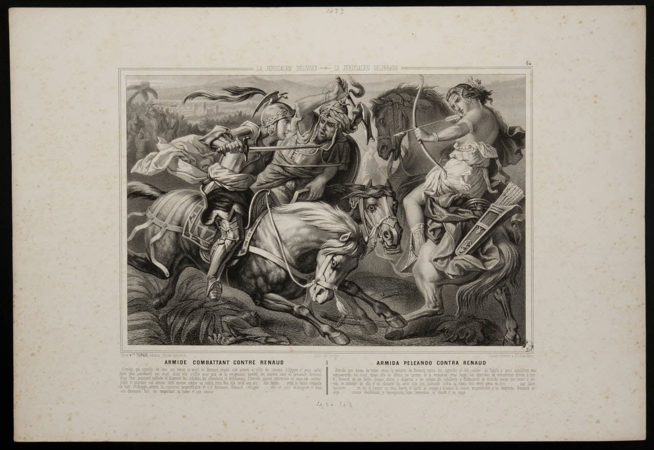 estampe LA JERUSALEM DELIVREE  ARMIDE COMBATTANT CONTRE RENAUD 1943.16.305 Photo