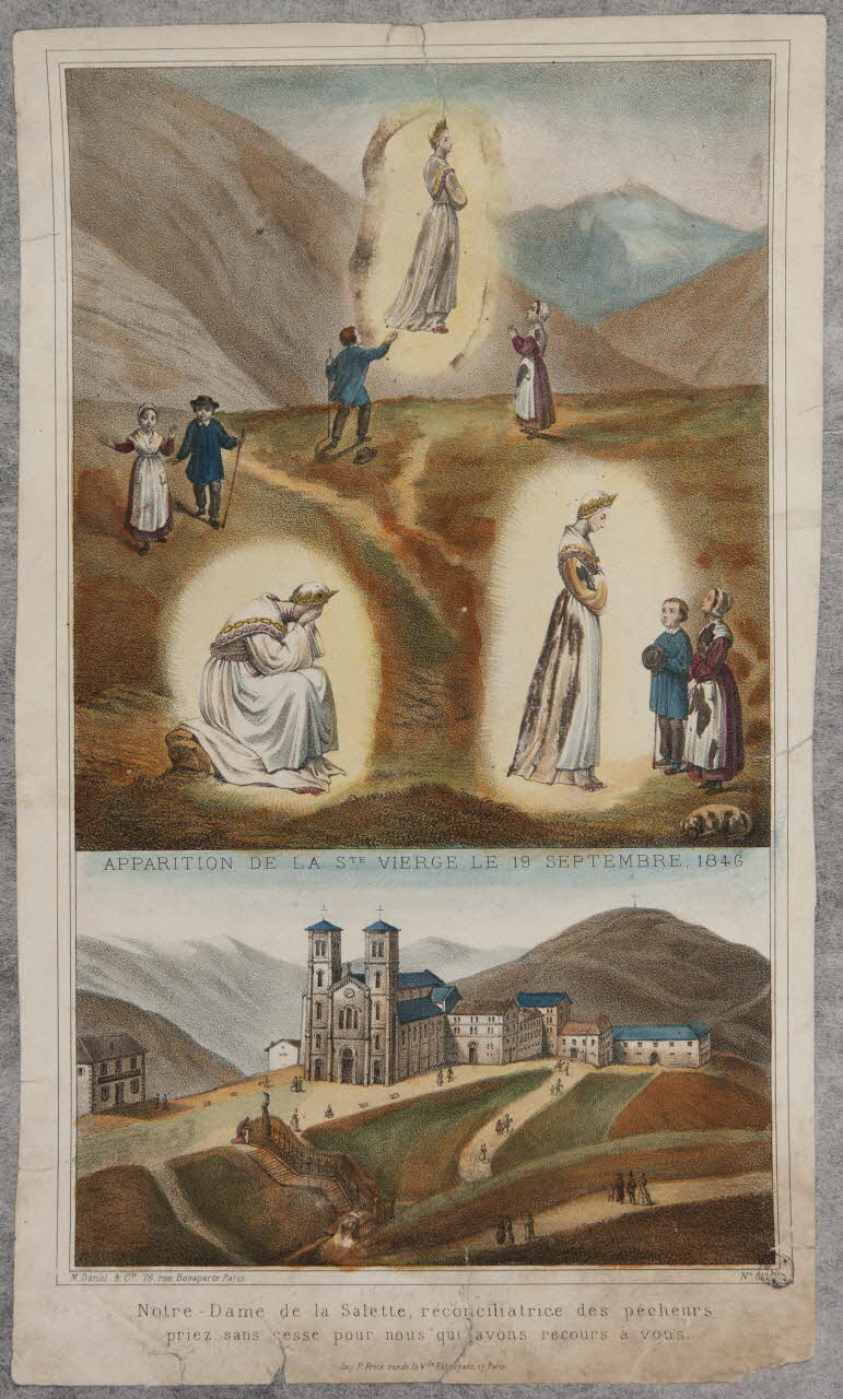Daniel et Cie ; Frick P. image pieuse APPARITION DE LA STE VIERGE LE 19 SEPTEMBRE, 1846 Paris 1852-1862 1943.16.309 Photo