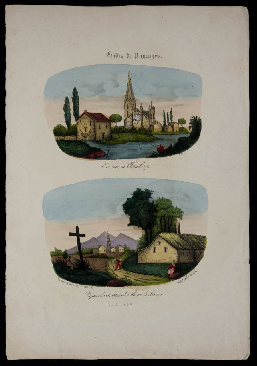 Buffet L. ; Léotaud estampe Etudes de Paysages.  Environs de Chambery.  Départ du savoyard, village de Linero. Paris 1842-1849 1943.16.340 Photo