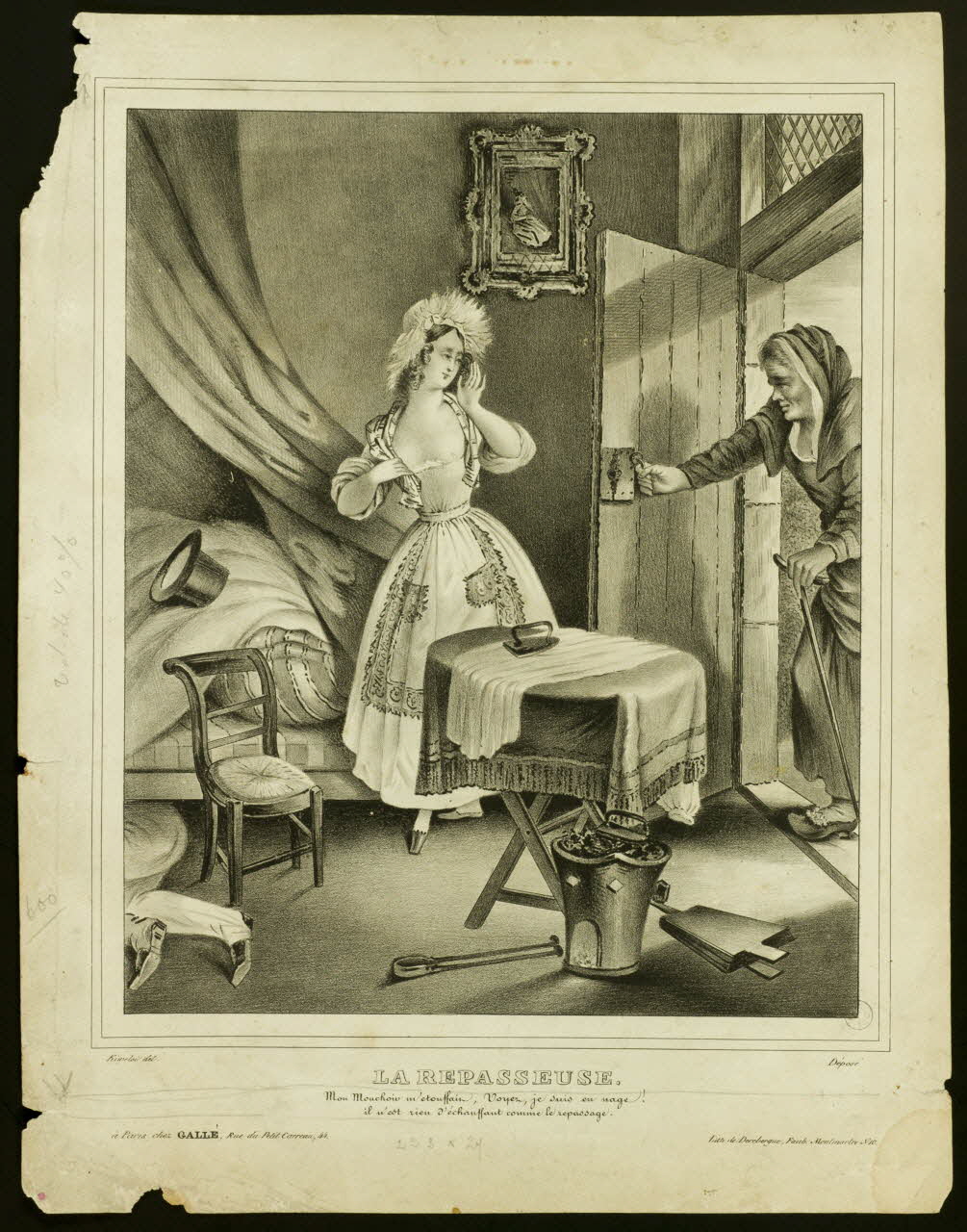 Kiwellski ; Dérebergue ; Galle ; Dopter estampe LA REPASSEUSE Paris 1834 1943.16.341 Photo