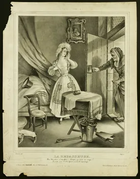 Kiwellski ; Dérebergue ; Galle ; Dopter estampe LA REPASSEUSE Paris 1834 1943.16.341 Photo
