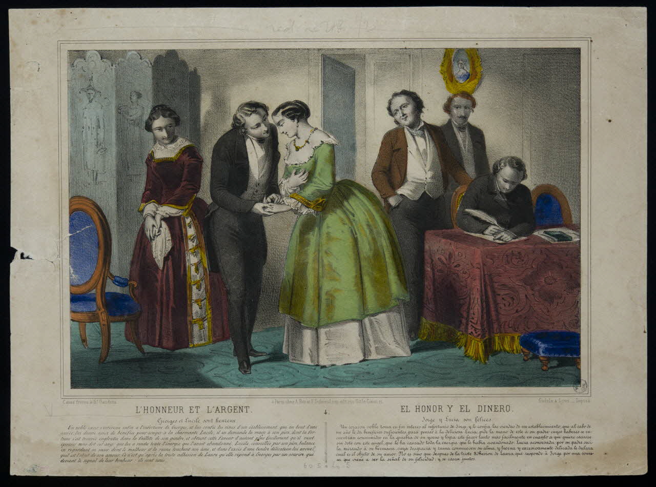 Casse Frères ; Bès A. ; Dubreuil Fils aîné estampe L'HONNEUR ET L'ARGENT. Lyon 1830-1840 1943.16.342 Photo