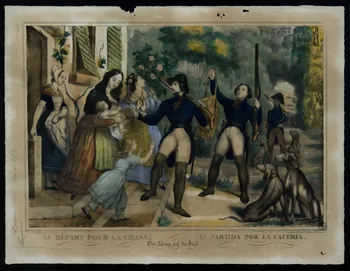 Ferdinand Dubreuil ; Bes A. ; Dubreuil Fils aîné estampe LE DEPART POUR LA CHASSE. Paris 1830-1840 1943.16.348  Photo