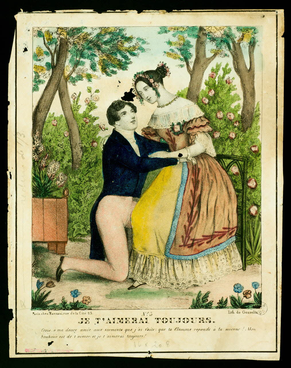 Gosselin ; Maesani estampe JE T'AIMERAI, TOUJOURS. Paris 1835-1845 1943.16.369 Photo