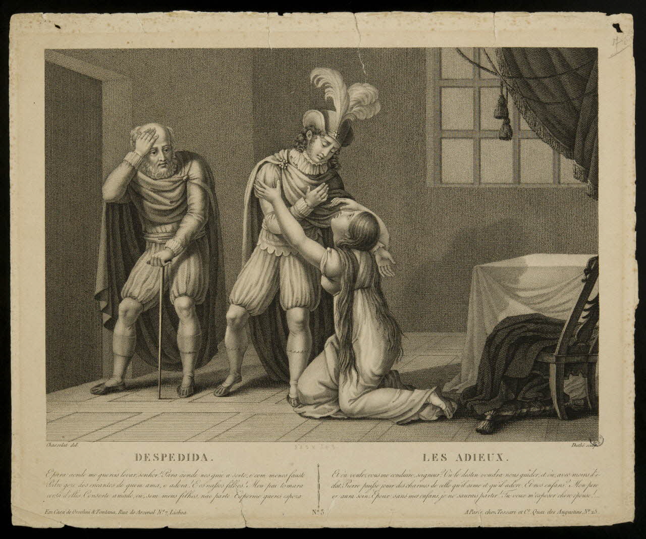 Duthe ; Chasselat ; Tessari et Cie ; Orsoloni estampe LES ADIEUX Lisbonne 1815 1943.16.38 Photo