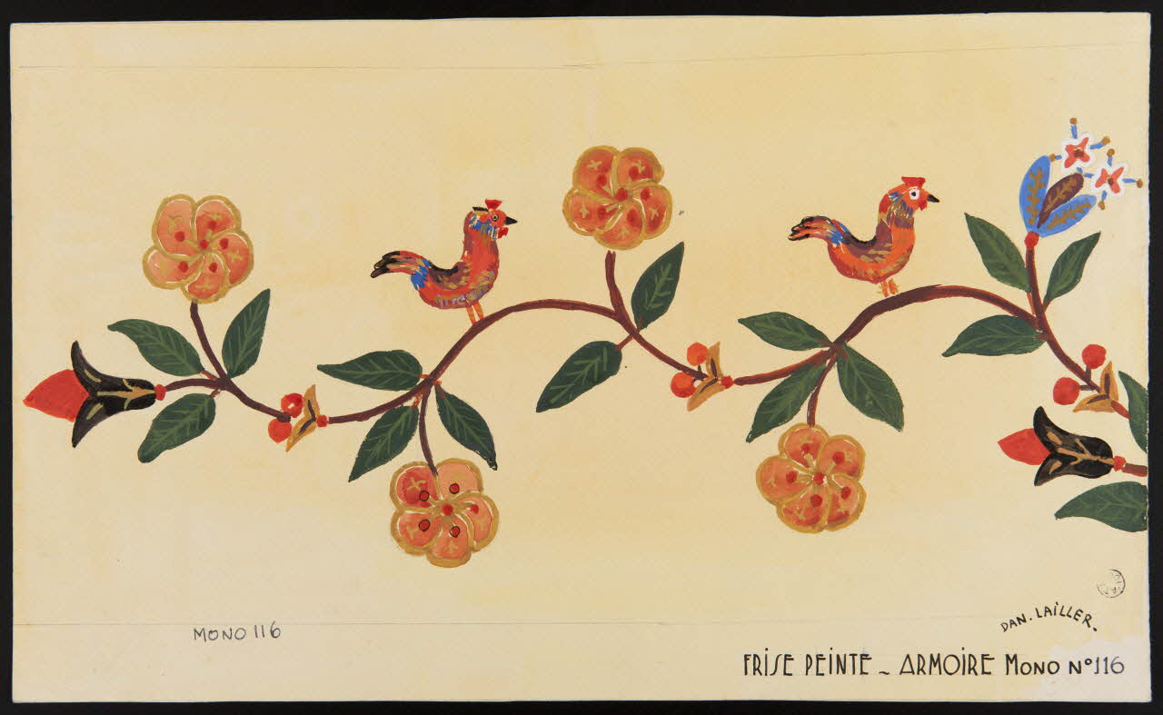 Dan Lailler dessin FRISE PEINTE _ ARMOIRE MONO N°116 1943 1943.21.1 Photo