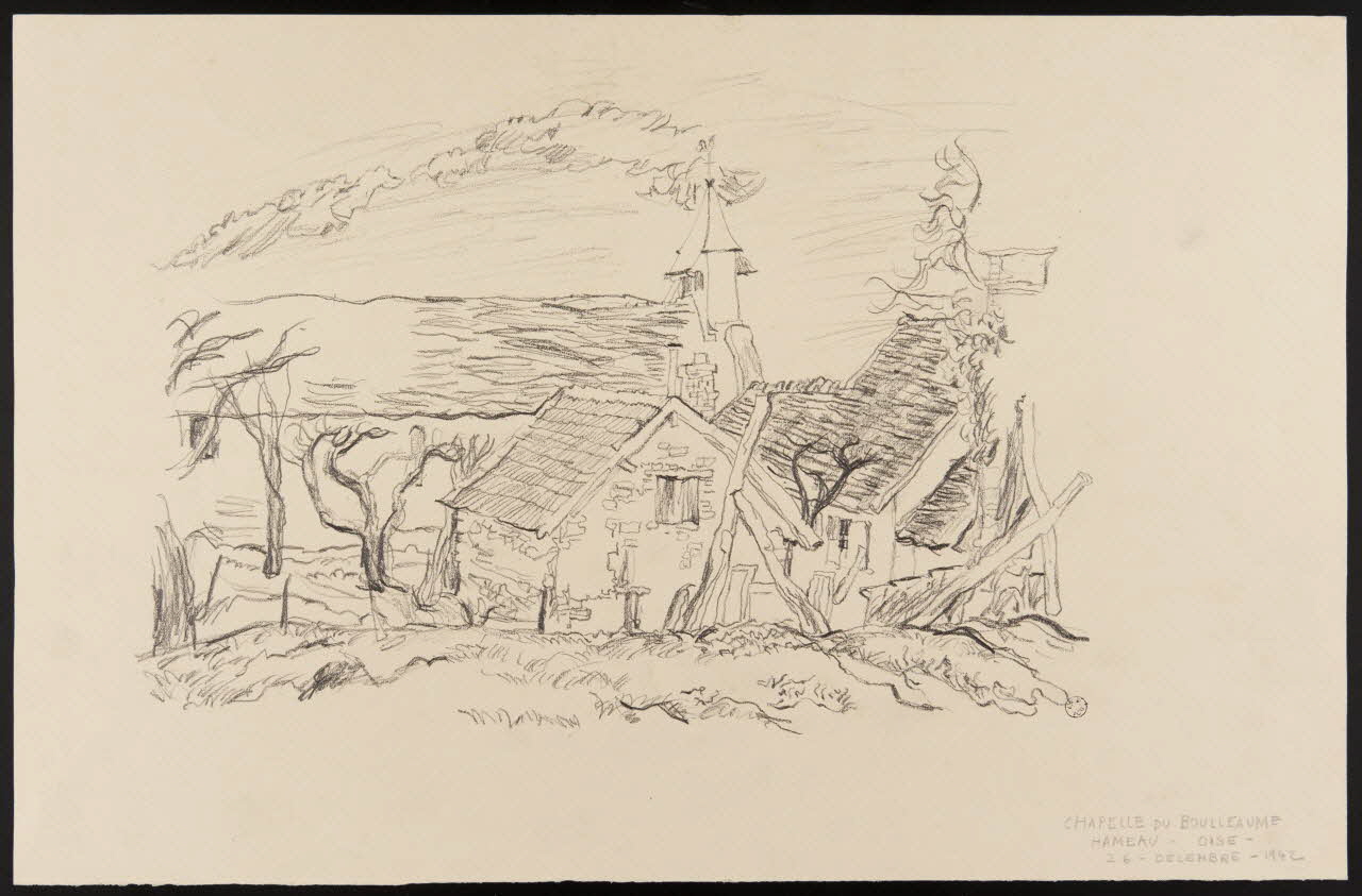 André Jordan dessin CHAPELLE DU BOULLEAUME  HAMEAU - OISE Oise 1942 1943.3.26 Photo