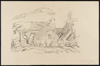 André Jordan dessin CHAPELLE DU BOULLEAUME  HAMEAU - OISE Oise 1942 1943.3.26 Photo