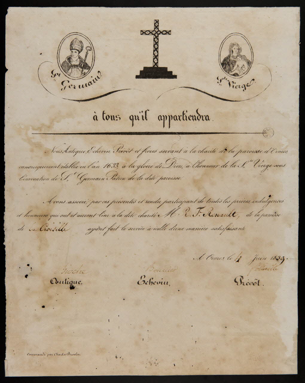 estampe St Germain.  Ste Vierge.  à tous qu'il appartiendra. 1943.34.1 Photo