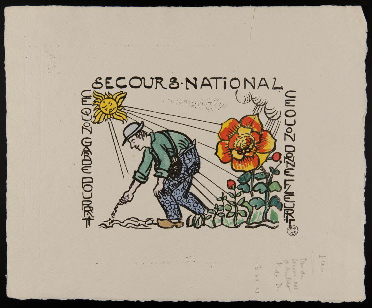 imagerie ancienne SECOURS NATIONAL  CE QU'ON GARDE POURRIT  CE QU'ON DONNE FLEURIT Ambert 1935-1945 1943.4.2 Photo