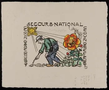 imagerie ancienne SECOURS NATIONAL  CE QU'ON GARDE POURRIT  CE QU'ON DONNE FLEURIT Ambert 1935-1945 1943.4.2 Photo