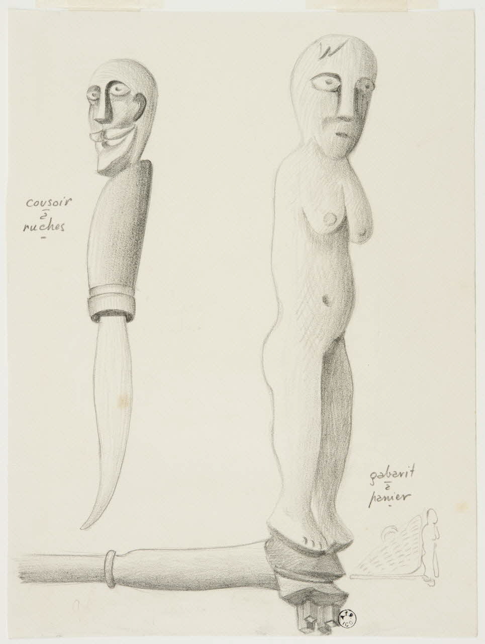 René Perrot dessin Outil de l'atelier du vannier Xavier Parguet Franche-Comté, France 1943 1943.4.32 Photo Mucem