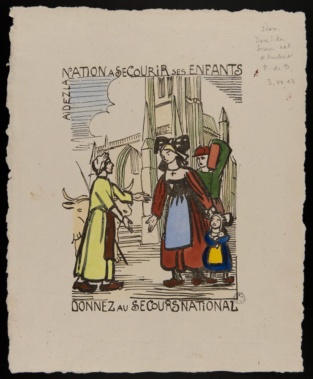 imagerie ancienne AIDEZ LA NATION A SECOURIR SES ENFANTS  DONNEZ AU SECOURS NATIONAL Ambert 1935-1945 1943.4.4 Photo