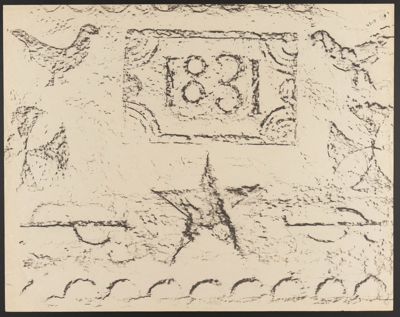 dessin Plaque de foyer avec incrustation de carreaux 1943.5.10.4 Photo