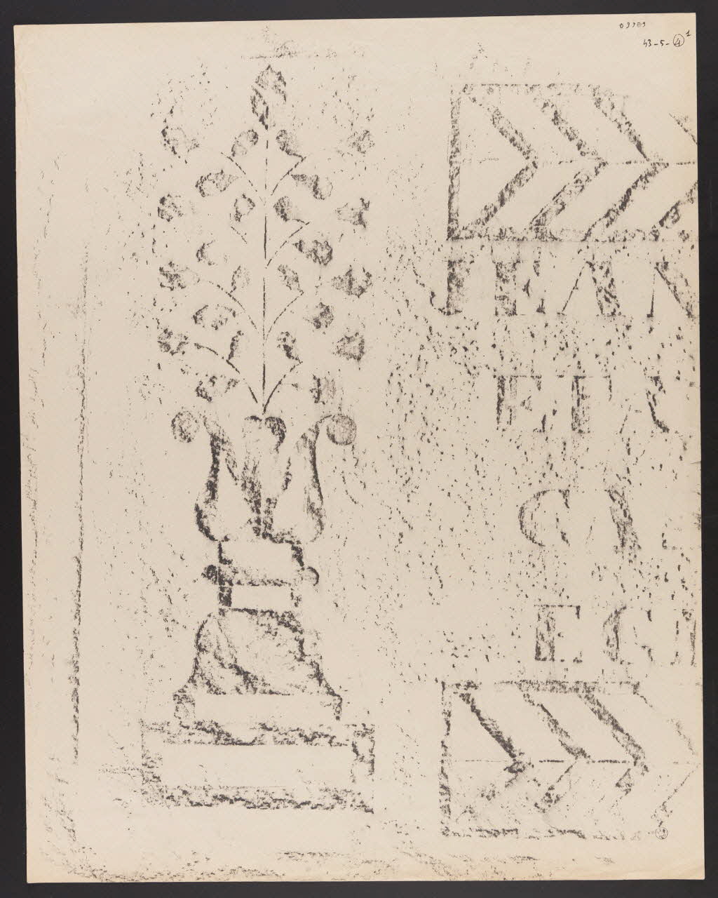 dessin Estampage de linteau, quartier Ghardou, Indiarta à Osses 1943.5.4.1 Photo