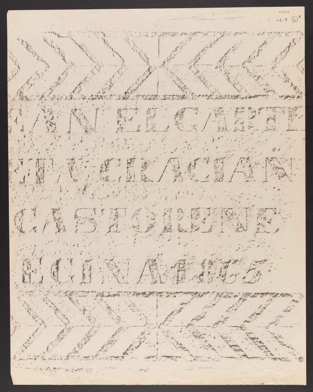 dessin Estampage de linteau, quartier Ghardou, Indiarta à Osses 1943.5.4.2 Photo