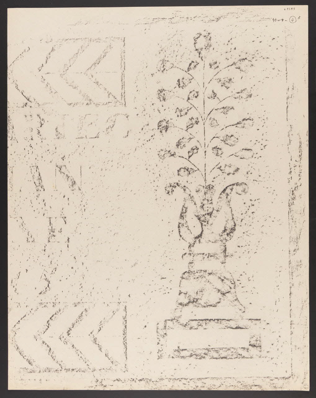 dessin Estampage de linteau, quartier Ghardou, Indiarta à Osses 1943.5.4.3 Photo