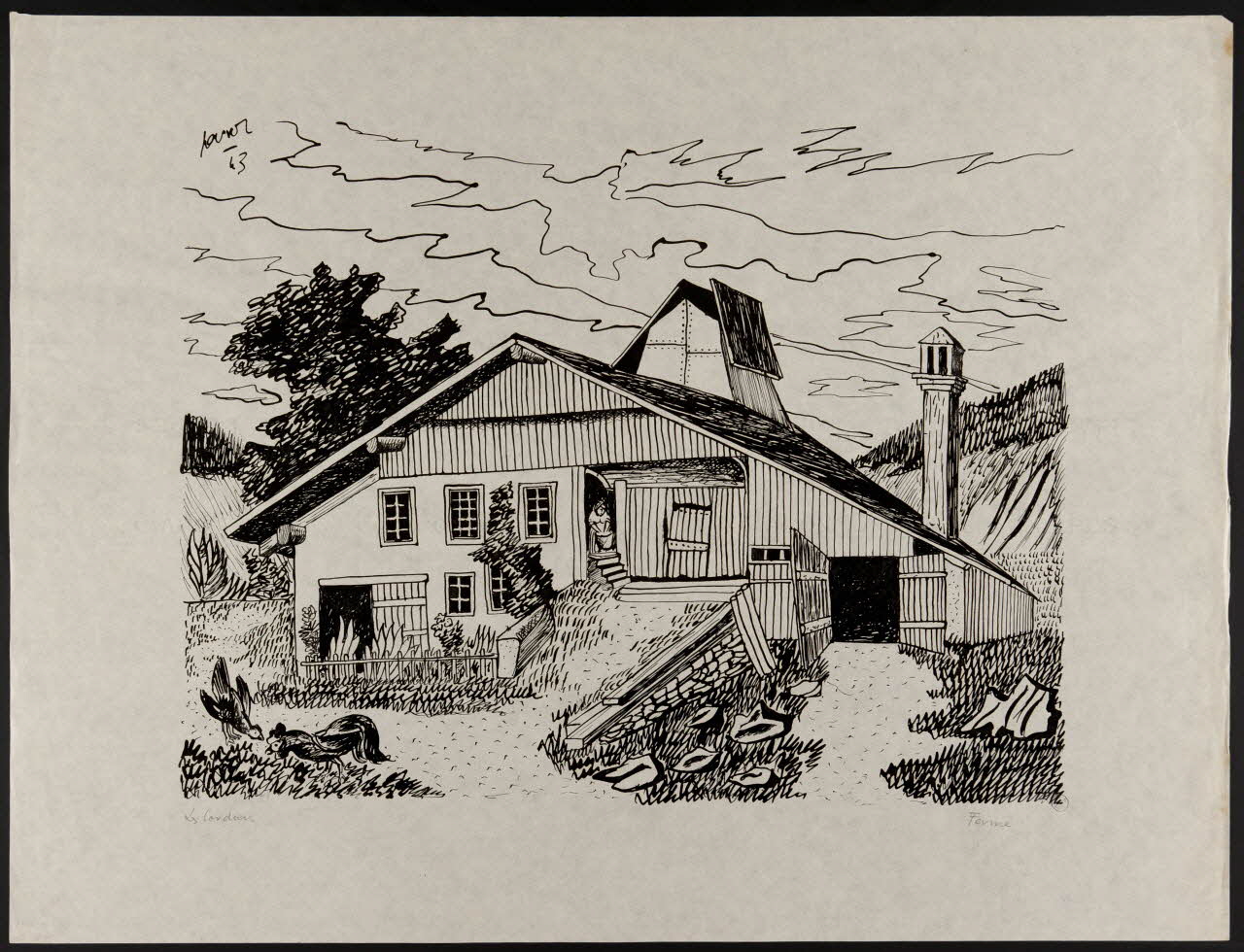 René Perrot dessin Ferme aux Cordiers Franche-Comté, France 1943 1943.6.15 Photo Mucem
