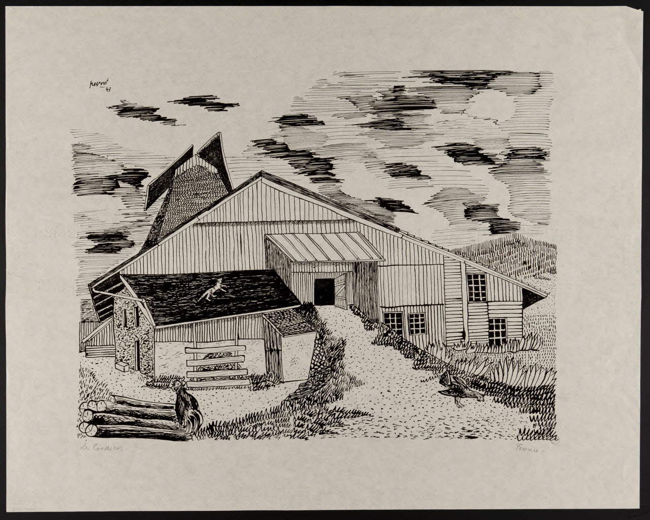 René Perrot dessin Les Cordiers, ferme Franche-Comté, France 1943 1943.6.16 Photo Mucem
