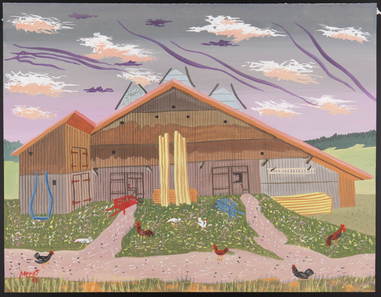 René Perrot dessin Les Cordiers (Doubs), ferme Franche-Comté, France 1943 1943.6.30 Photo Mucem
