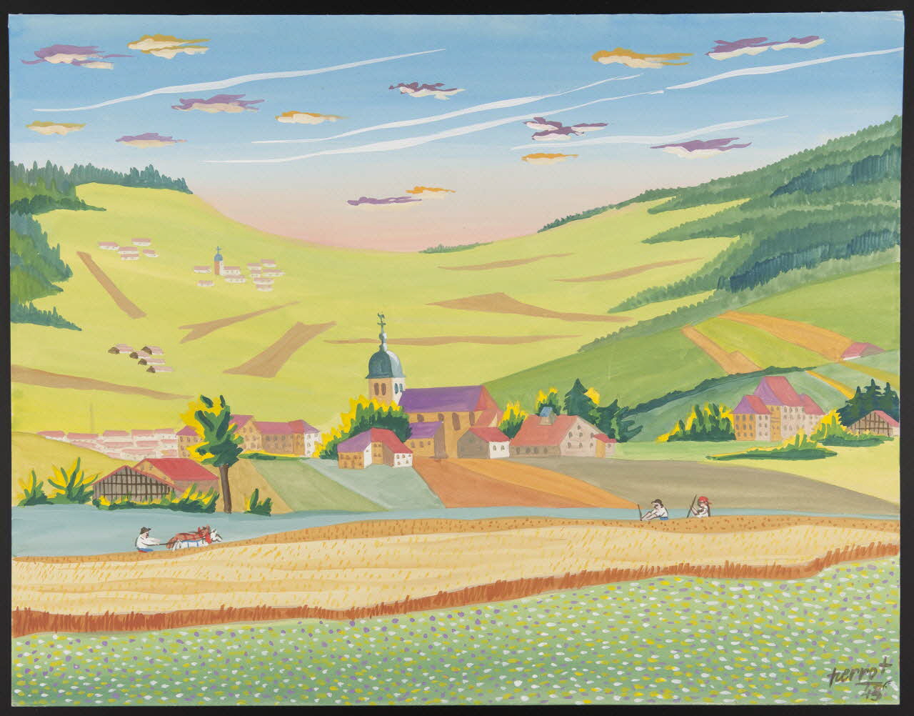 René Perrot dessin La moisson à Montlebon Franche-Comté, France 1943 1943.6.41 Photo Mucem