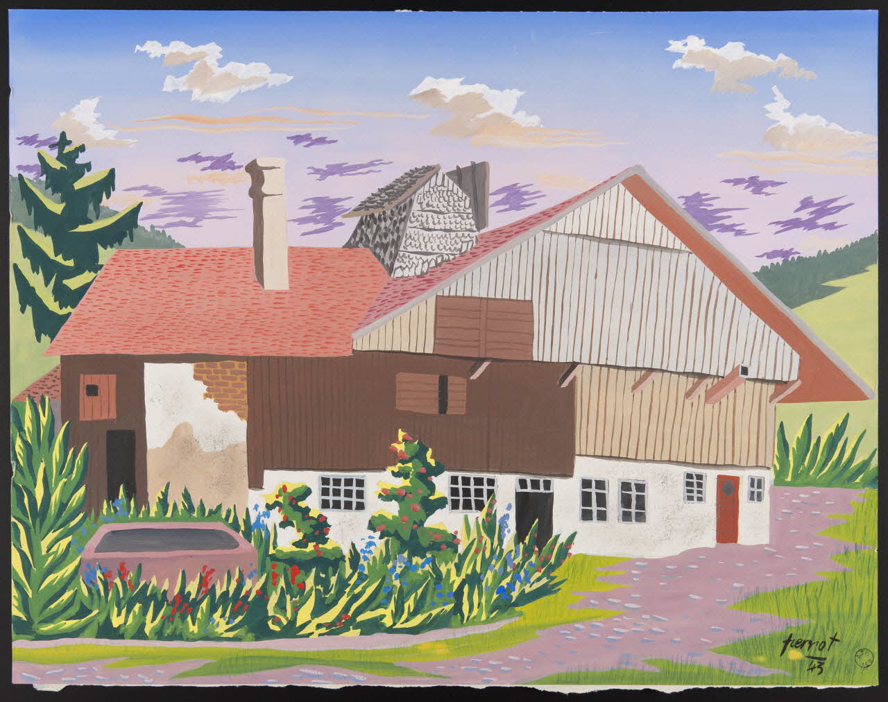 René Perrot dessin Morteau (?, Doubs), ferme Franche-Comté, France 1943 1943.6.43 Photo Mucem