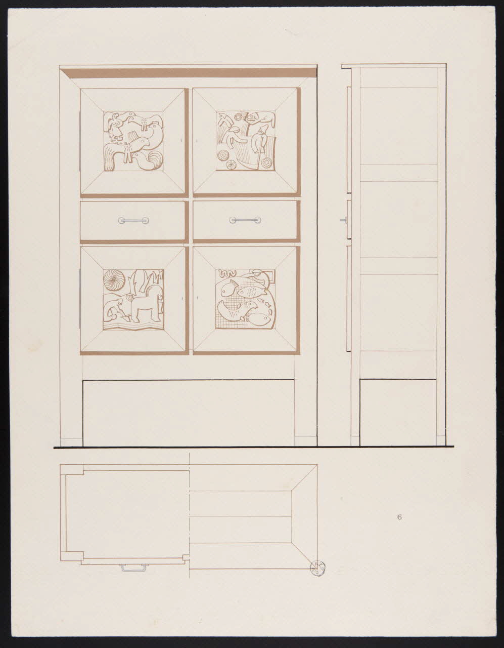 Maurice Coz ; René Coz ; Jacques Barré ; Lucien Lepelletier dessin Buffet N° 6 1942 1943.7.10 Photo