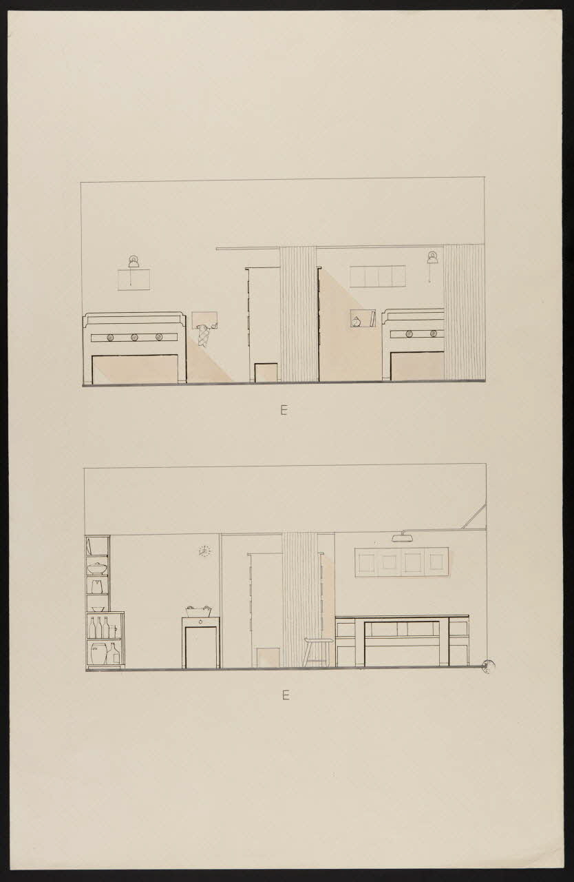 Maurice Coz ; René Coz ; Jacques Barré ; Lucien Lepelletier dessin Elévation du côté est de l'intérieur de la ferme 1942 1943.7.3 Photo