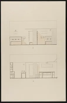Maurice Coz ; René Coz ; Jacques Barré ; Lucien Lepelletier dessin Elévation du côté est de l'intérieur de la ferme 1942 1943.7.3  Photo